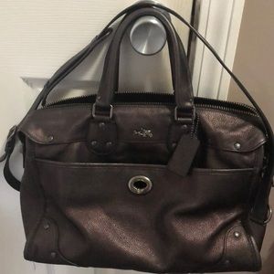 Coach Rhyder Leather Satchel Metallic Purple